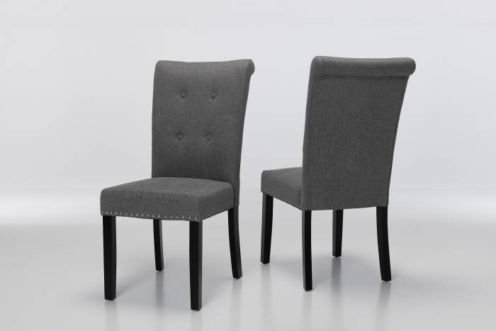 Cabrini Upholstered Dining Chairs with Black Legs - Grey Linen