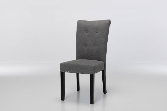 Cabrini Upholstered Dining Chairs with Black Legs - Grey Linen