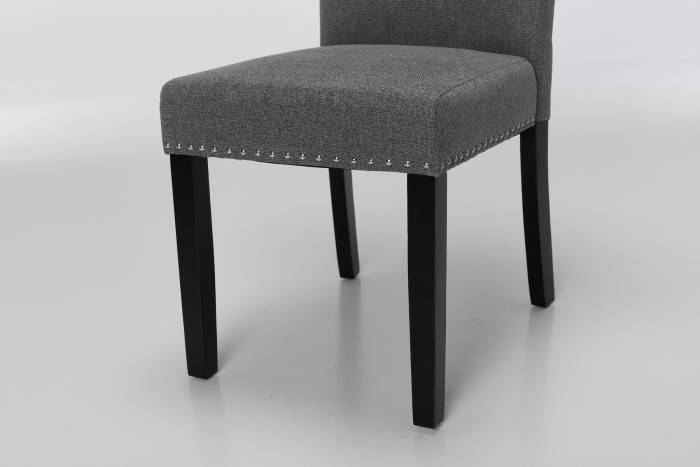 Cabrini Upholstered Dining Chairs with Black Legs - Grey Linen