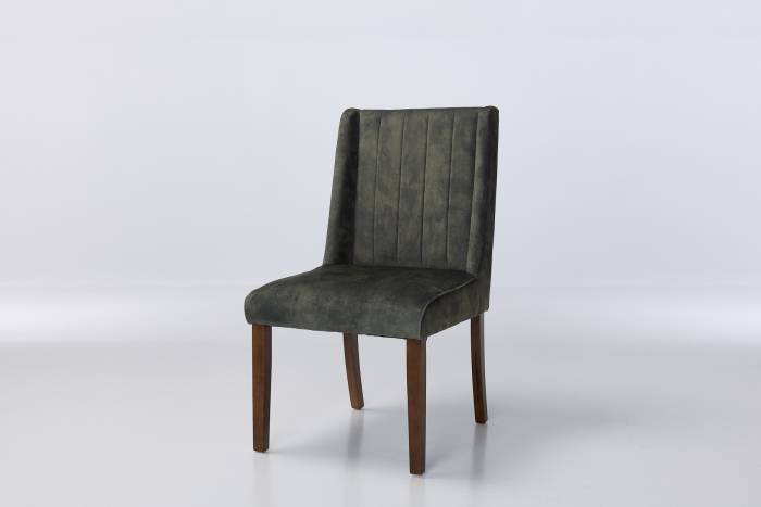 Lulu Dining Chairs with Dark Wood Legs - Antique Green Mottled Velvet