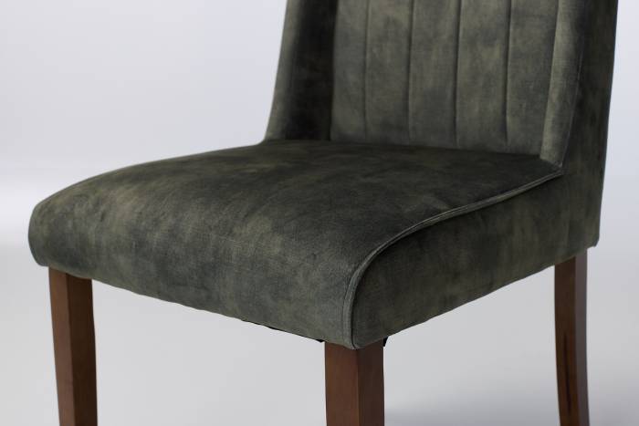 Lulu Dining Chairs with Dark Wood Legs - Antique Green Mottled Velvet