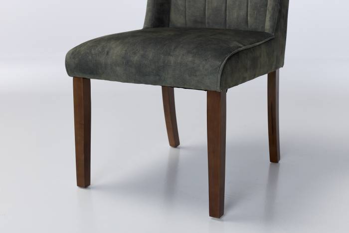 Lulu Dining Chairs with Dark Wood Legs - Antique Green Mottled Velvet