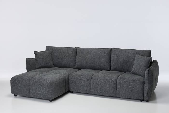 Manhattan LHF Reversible Corner Chaise Sofa Bed - Dark Grey Chenille Fabric