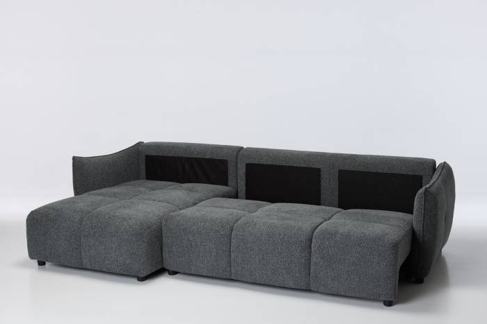 Manhattan LHF Reversible Corner Chaise Sofa Bed - Dark Grey Chenille Fabric