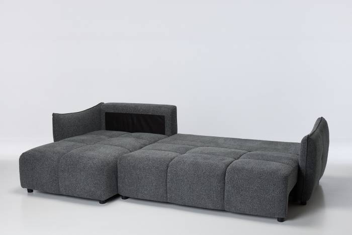 Manhattan LHF Reversible Corner Chaise Sofa Bed - Dark Grey Chenille Fabric