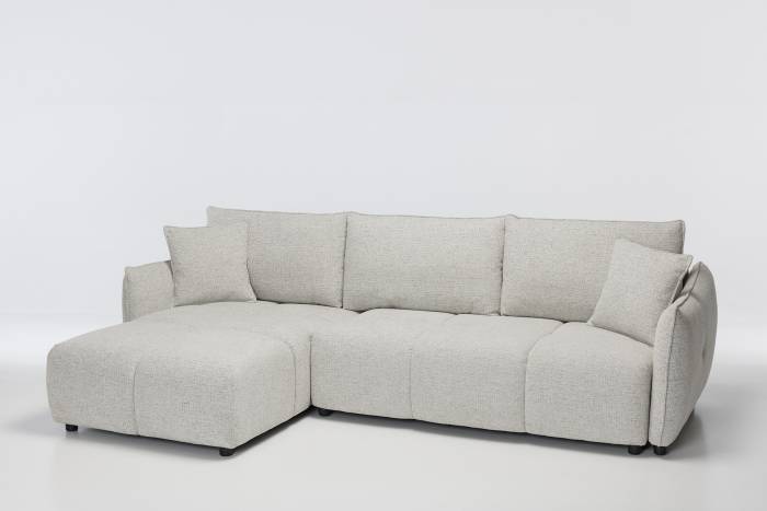 Manhattan LHF Reversible Corner Chaise Sofa Bed - Light Grey Chenille Fabric