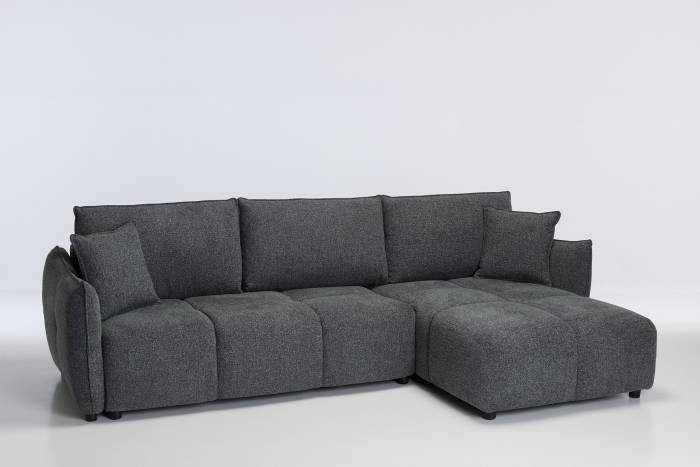 Manhattan RHF Reversible Corner Chaise Sofa Bed - Dark Grey Chenille Fabric