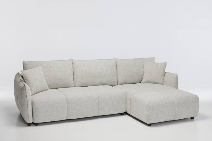 Manhattan RHF Reversible Corner Chaise Sofa Bed - Light Grey Chenille Fabric