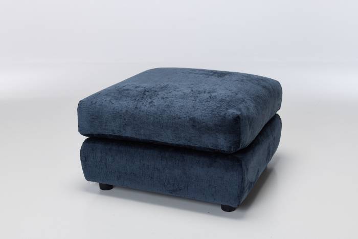 Marley Modern Footstool - Premium Blue Shimmer Fabric