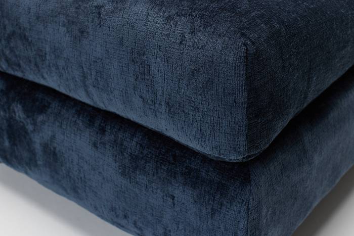 Marley Modern Footstool - Premium Blue Shimmer Fabric