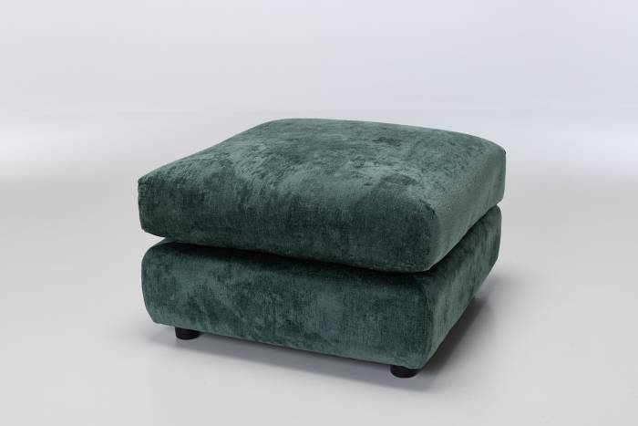 Marley Modern Footstool - Premium Green Shimmer Fabric