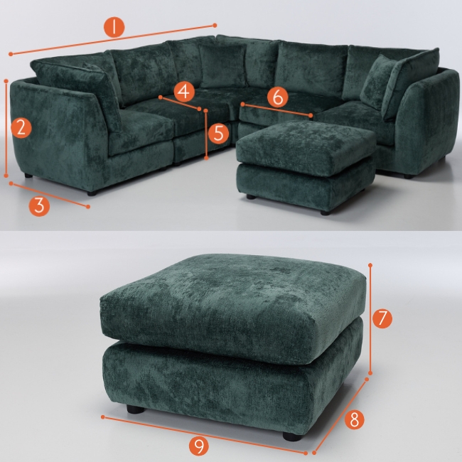 Marley Modular Corner Sofa & Footstool measurements