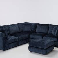 Marley Modular Corner Sofa Set with Footstool - Premium Blue Shimmer Fabric