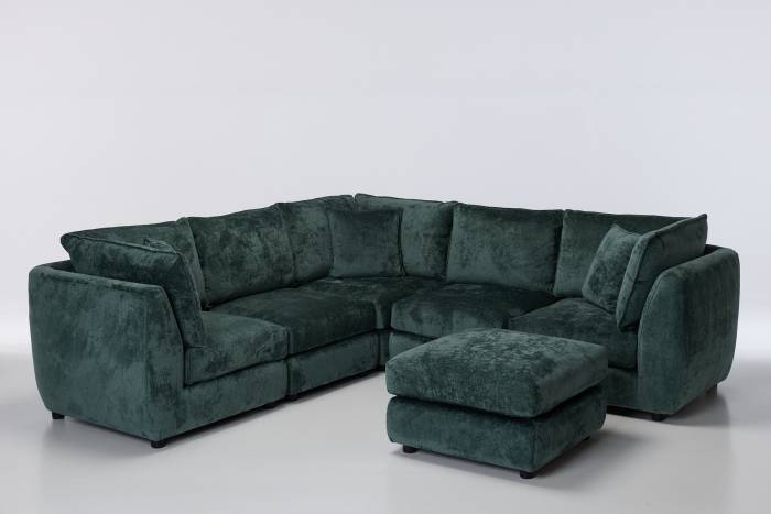 Marley Modular Corner Sofa Set with Footstool - Premium Green Shimmer Fabric