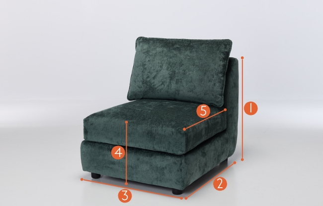 Marley Modular Sofa Armless Seat Piece measurements