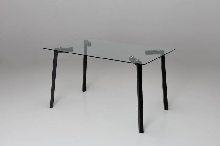 Alena 1.3m Glass Dining Table with Black Legs