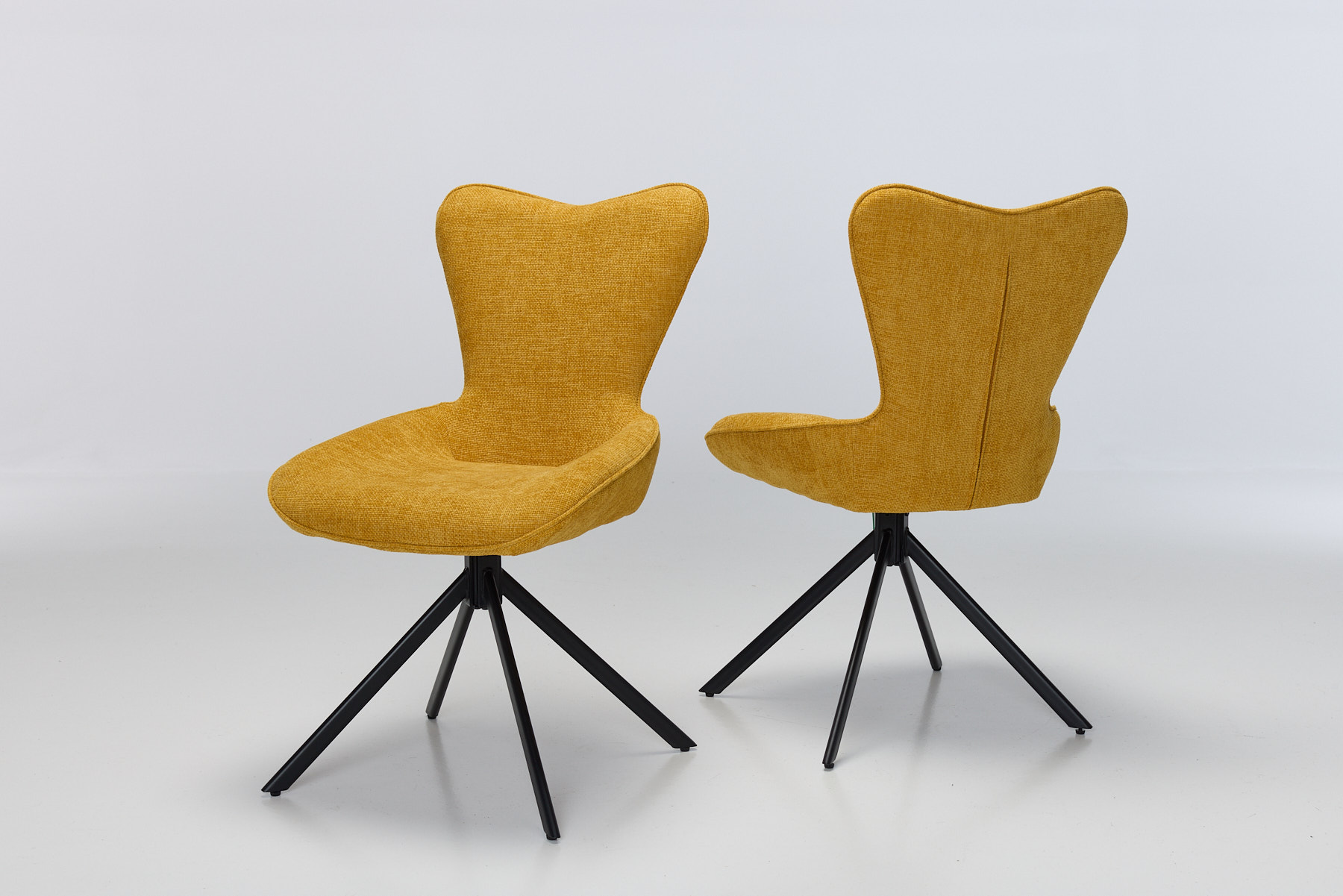 Aria Swivel Dining Chairs with Black Legs - Yellow Weave