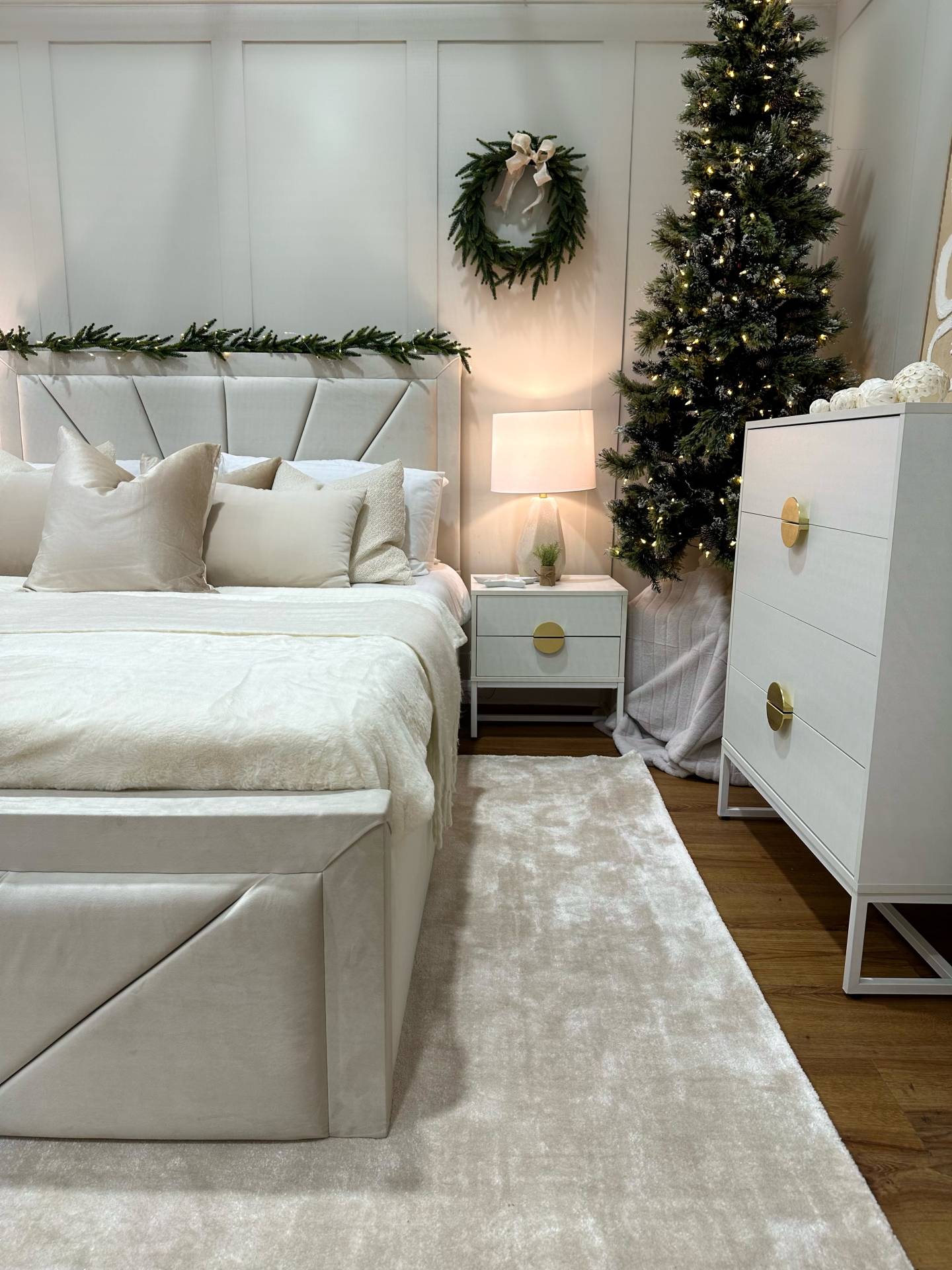 Festive Bedroom with Ottoman Bed