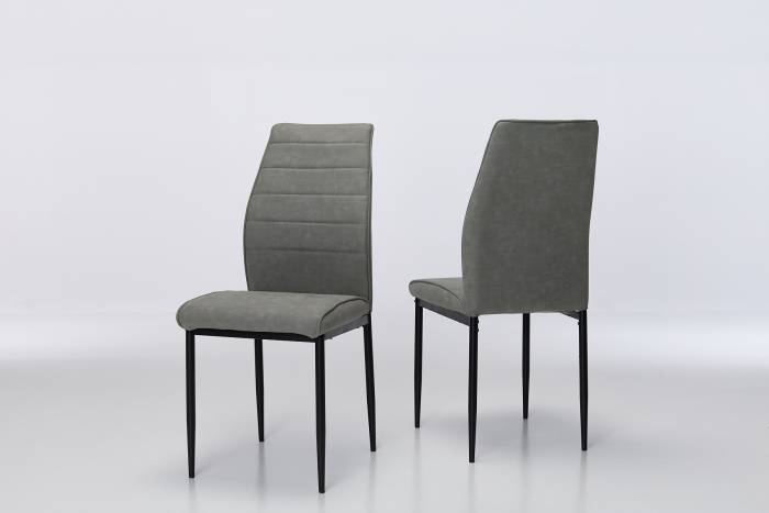 Juno Grey Faux Suede Dining Chairs with Black Legs