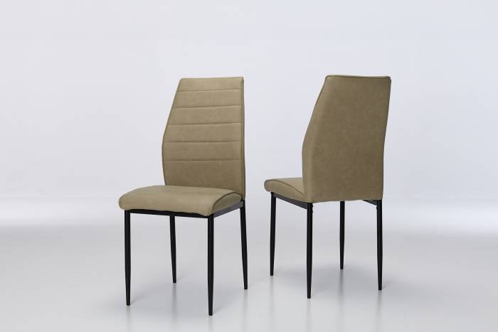 Juno Sandstone Faux Suede Dining Chairs with Black Legs