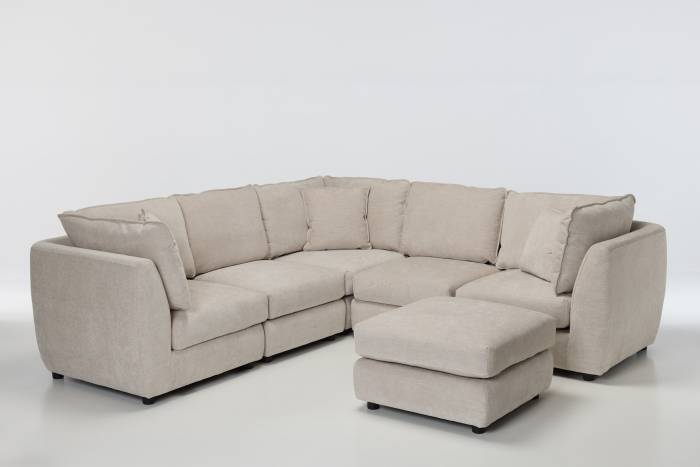 Marley Modular Corner Sofa Set with Footstool - Premium Seashell Fabric