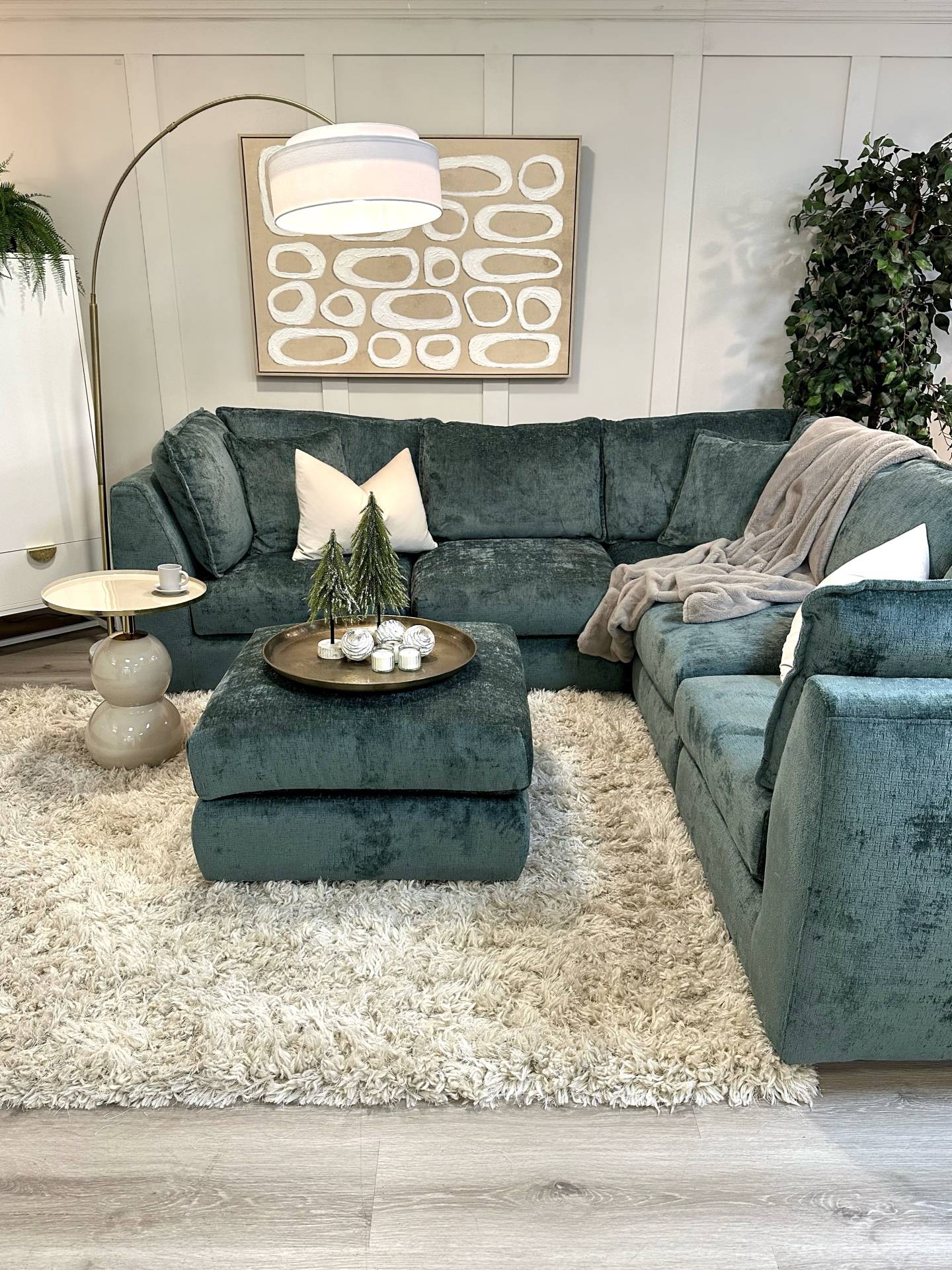 Marley Modular Green Corner Sofa with Footstool