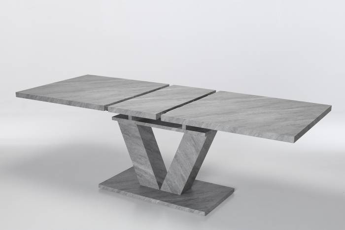 Remi 1.8m to 2.2m Concrete Effect Extendable Dining Table with V Shaped Base