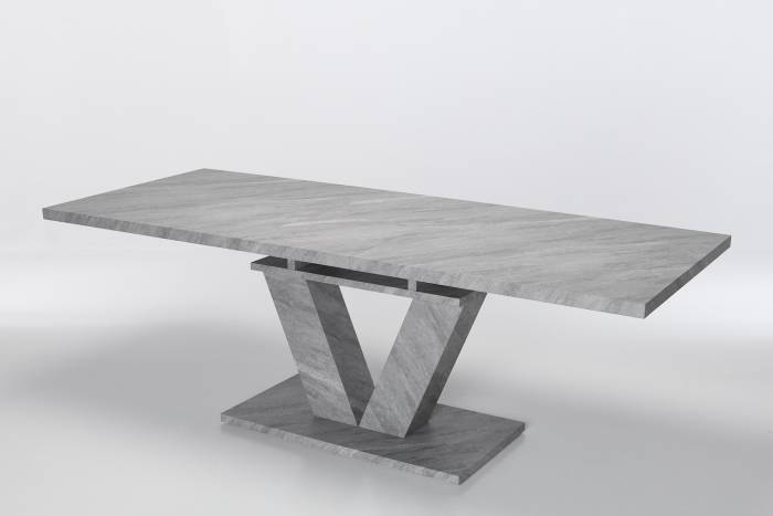 Remi 1.8m to 2.2m Concrete Effect Extendable Dining Table with V Shaped Base