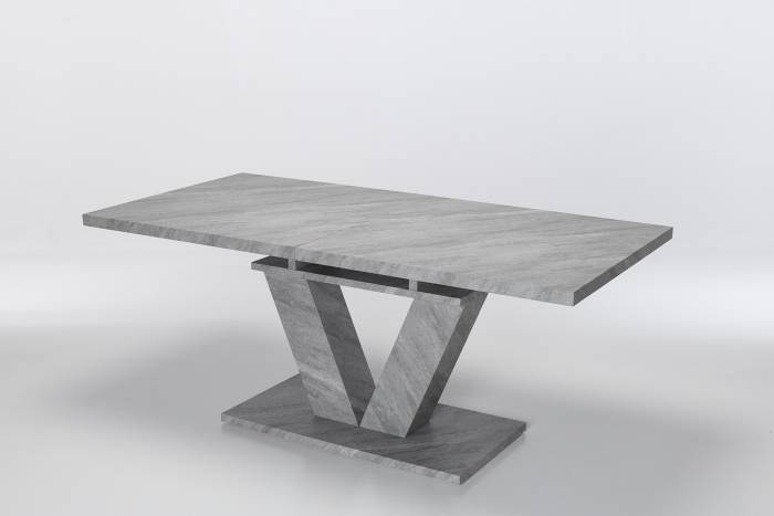 Remi 1.8m to 2.2m Concrete Effect Extendable Dining Table with V Shaped Base