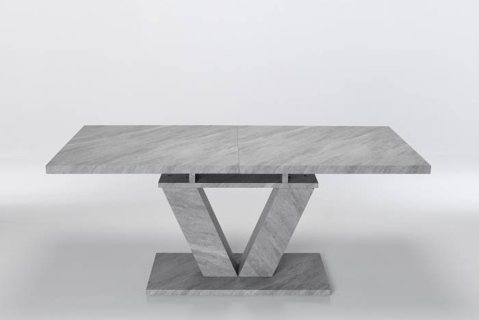 Remi 1.8m to 2.2m Concrete Effect Extendable Dining Table with V Shaped Base