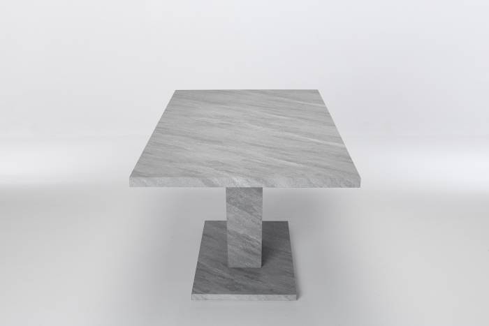 Remi 1.8m to 2.2m Concrete Effect Extendable Dining Table with V Shaped Base