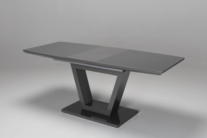 Vermont 1.4m to 1.8m Extendable Dining Table with Sculptural Base - Dark Grey Gloss