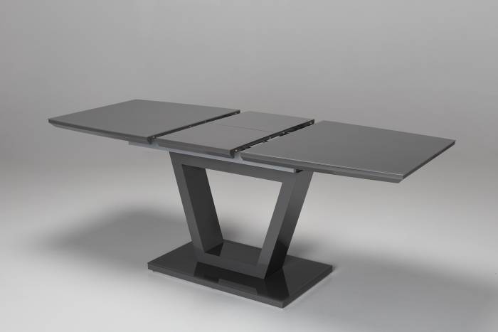 Vermont 1.4m to 1.8m Extendable Dining Table with Sculptural Base - Dark Grey Gloss