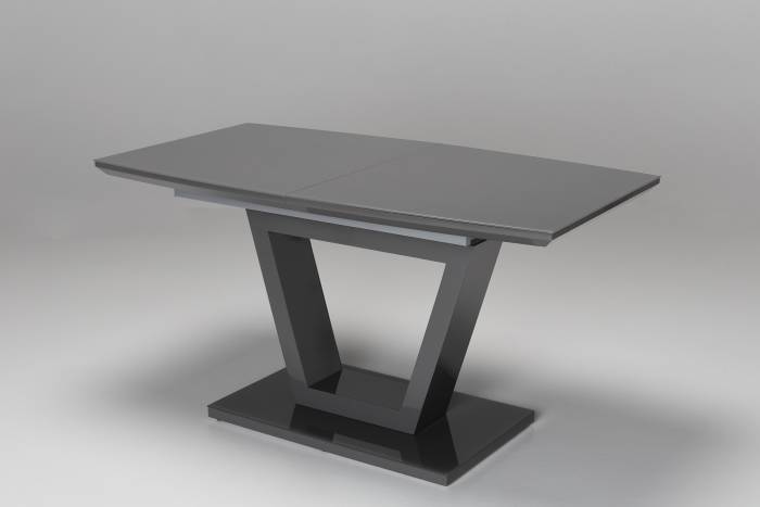 Vermont 1.4m to 1.8m Extendable Dining Table with Sculptural Base - Dark Grey Gloss