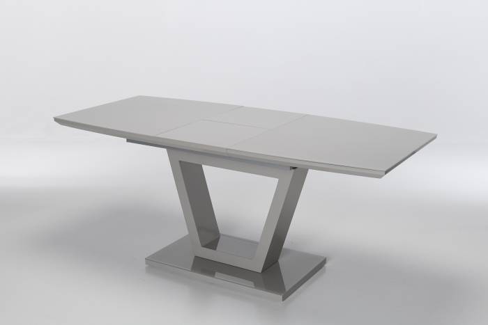 Vermont 1.4m to 1.8m Extendable Dining Table with Sculptural Base - Light Grey Gloss