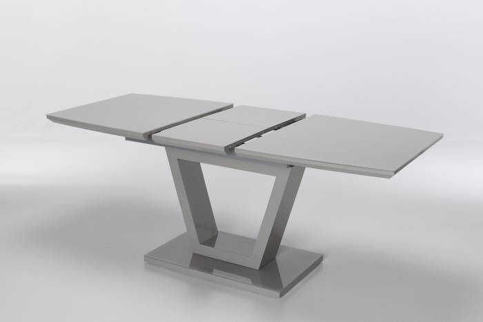 Vermont 1.4m to 1.8m Extendable Dining Table with Sculptural Base - Light Grey Gloss