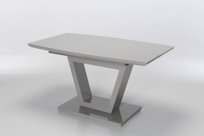 Vermont 1.4m to 1.8m Extendable Dining Table with Sculptural Base - Light Grey Gloss