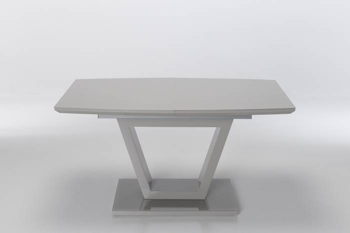 Vermont 1.4m to 1.8m Extendable Dining Table with Sculptural Base - Light Grey Gloss