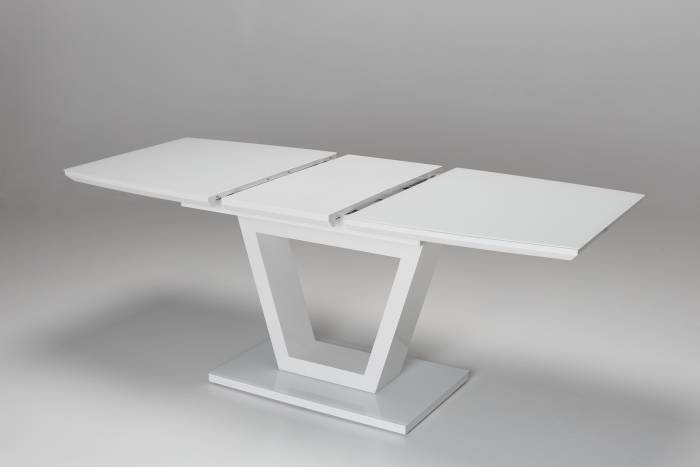 Vermont 1.4m to 1.8m Extendable Dining Table with Sculptural Base - White Gloss