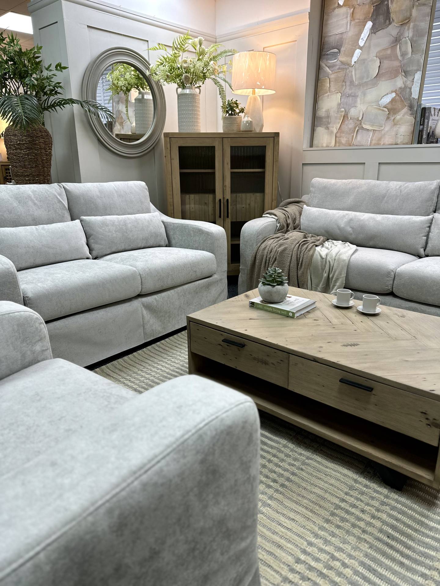 Edie light grey sofa suite at Furniture Outlet Stores