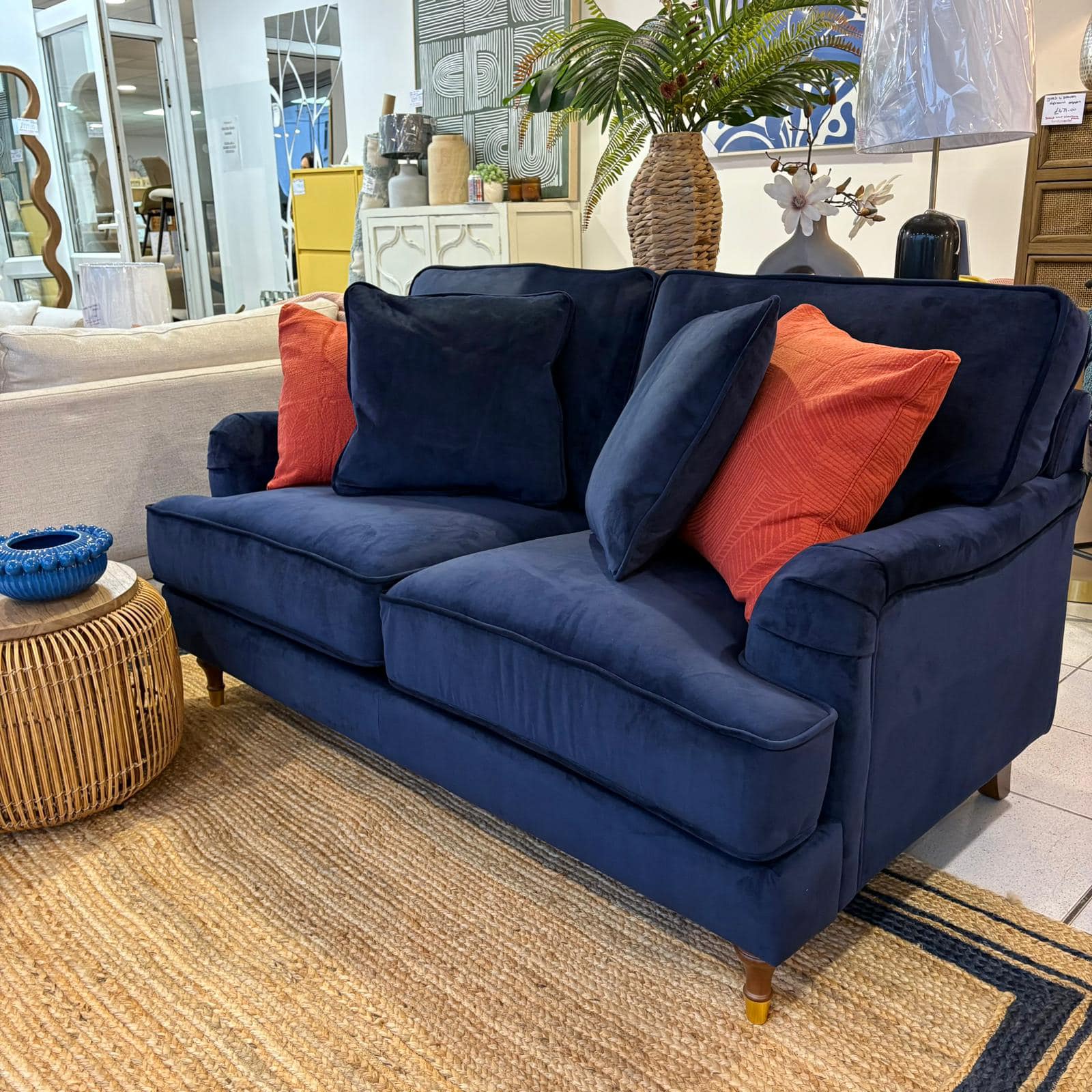 Nelson 2 Seater Sofa - Royal Blue Velvet