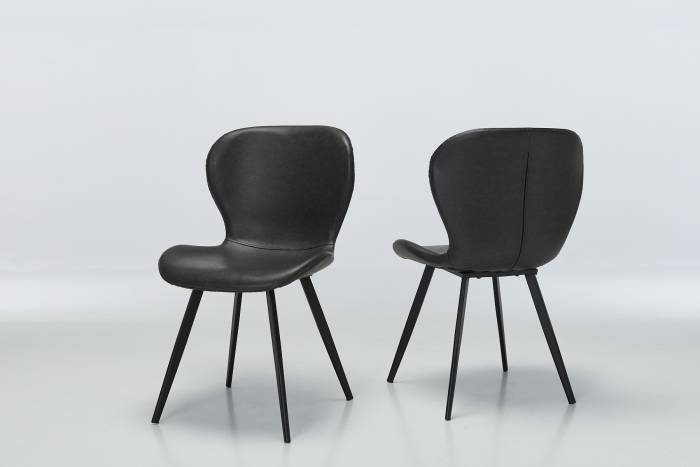Billie - Modern Dark Grey Dining Chairs with Black Metal Legs