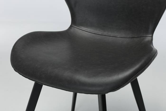 Billie - Modern Dark Grey Dining Chairs with Black Metal Legs