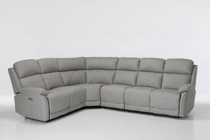 Austin Modern Electric Reversible Corner Recliner Sofa - Light Grey Brushed Faux Suede