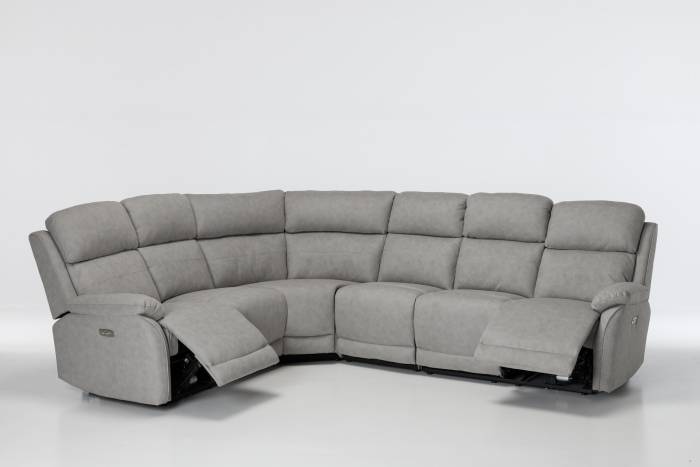 Austin Modern Electric Reversible Corner Recliner Sofa - Light Grey Brushed Faux Suede