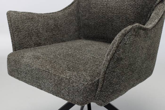 Cali Swivel Dining Chairs with Black Legs - Smoke Grey Woven Chenille