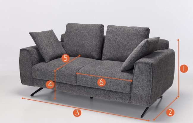 Dakota Modern 2.5 Seater Sofa measurements
