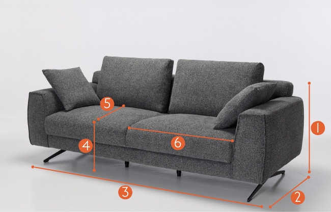 Dakota Modern 4 Seater Sofa measurements