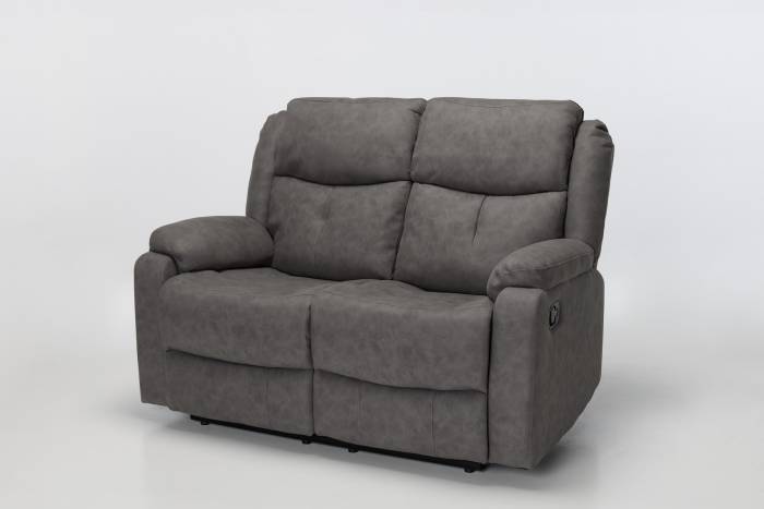 Dalton Modern Manual Reclining 2 Seater Sofa - Dark Grey Brushed Faux Suede