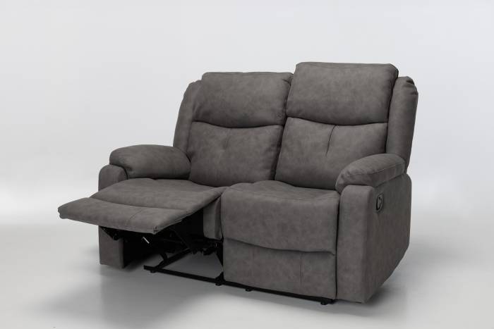 Dalton Modern Manual Reclining 2 Seater Sofa - Dark Grey Brushed Faux Suede